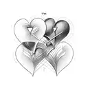 tres corazones entrelazados tattoo design idea