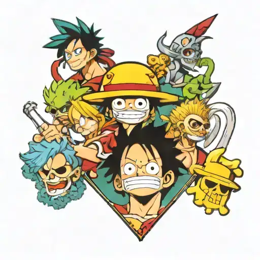 one piece anime and hunter x hunter x hunter tattoo design idea