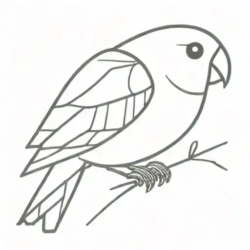 A simple lovebird out of geometric shapes tattoo design idea
