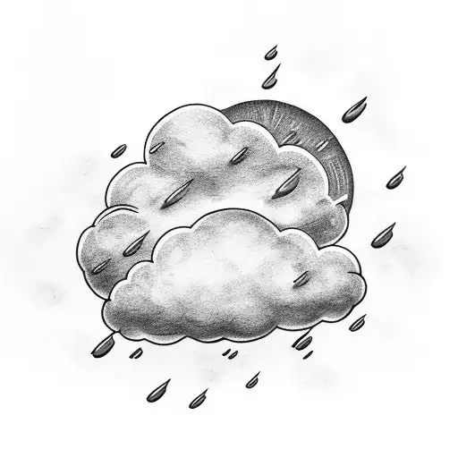 rain cloud and sun tattoo design idea