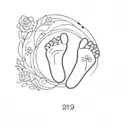 newborn foot print with date 6.5.2019 tattoo design idea