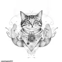 peaches with a cat tattoo design idea