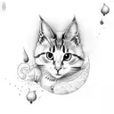 peaches with a cat tattoo design idea