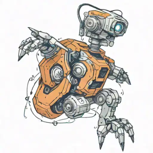 futuristic mining robot  tattoo design idea