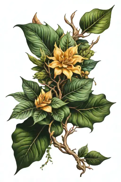 sculpture foliage tattoo design idea
