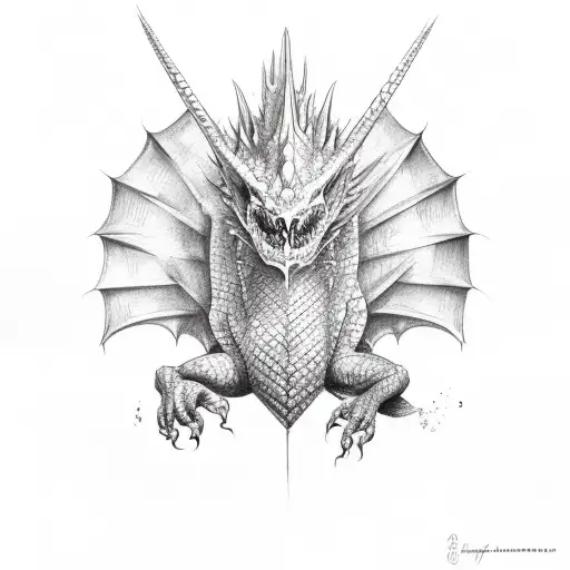 Watercolor dragon heart tattoo design idea