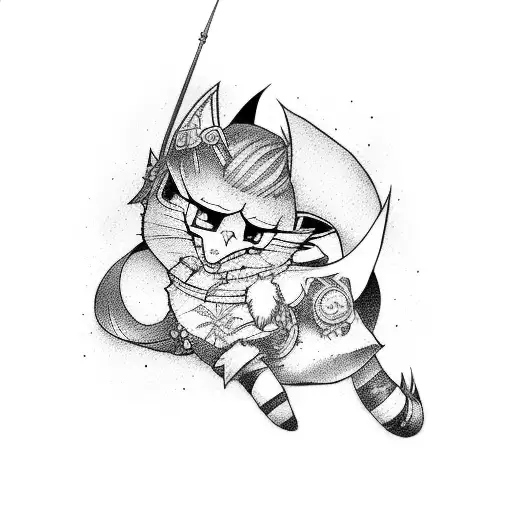 multyple anime characters in a comic book style  tattoo design idea