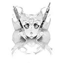 multyple anime characters in a comic book style  tattoo design idea