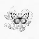 butterfly with knife tattoo design idea