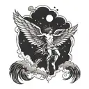 icarus falling tattoo design idea