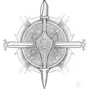 sword on spinal tattoo design idea