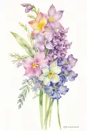 flower bouquet including violets, narcissus and lavender with additional geenery tattoo design idea