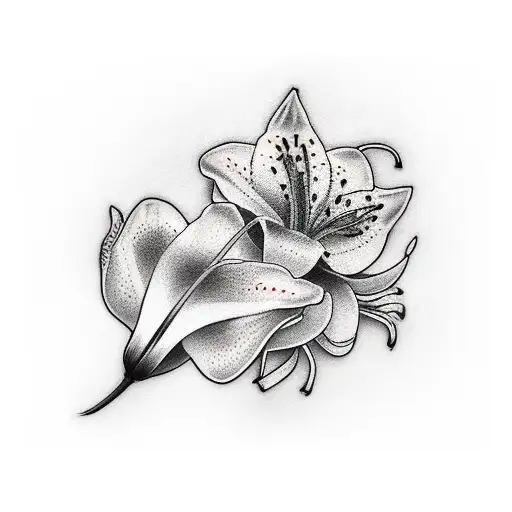 cherry tree and lily's  tattoo design idea