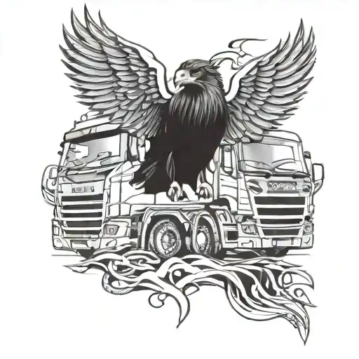 Scania truck with the v8 eagle with a V8 crow tattoo design idea