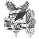Scania truck with the v8 eagle with a V8 crow tattoo design idea