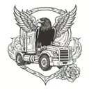 Scania truck with the v8 eagle with a V8 crow tattoo design idea