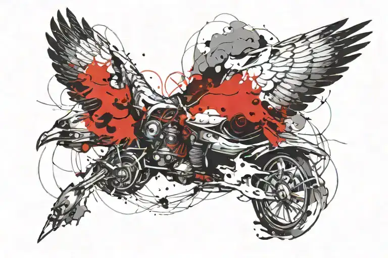 falcon skull clouds fading tattoo design idea