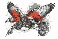 falcon skull clouds fading tattoo design idea