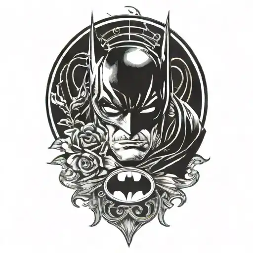 batman symbol intertwined with lady bug surrounded tattoo design idea