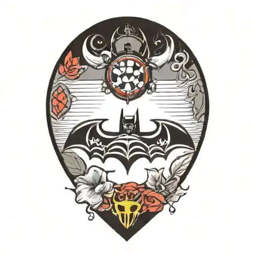 batman symbol with a ladybug flying towards tattoo design idea