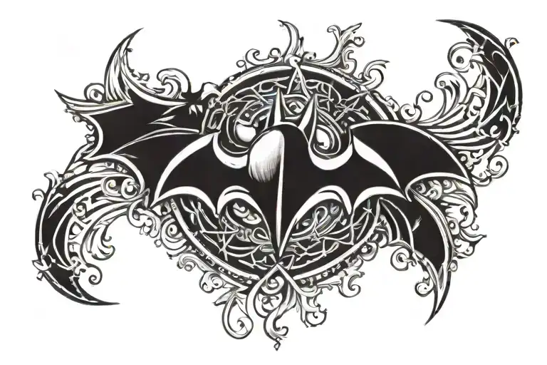 batman logo and a ladybug perched tattoo design idea