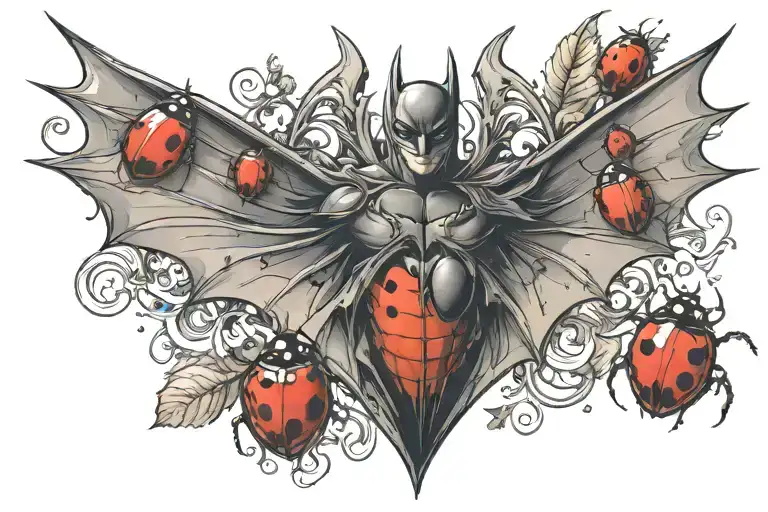 batman logo with lady bug inspired tattoo tattoo design idea