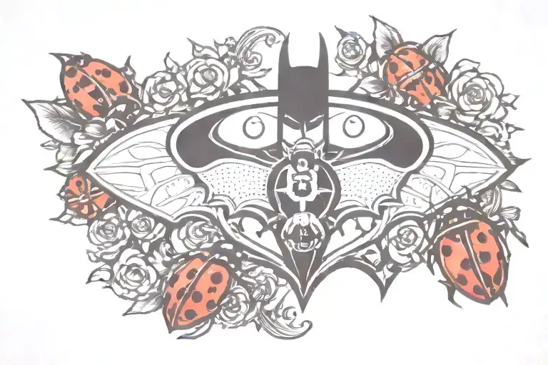 batman logo with lady bug inspired tattoo tattoo design idea