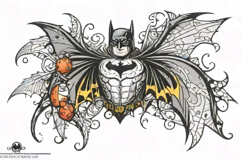 batman symbol with a ladybug perched atop tattoo design idea