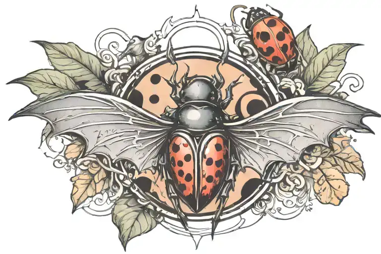 batman logo with lady bug inspired tattoo tattoo design idea