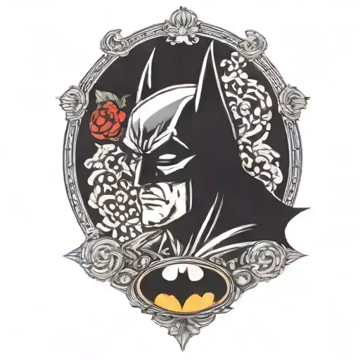batman symbol  with lady bug tattoo design idea