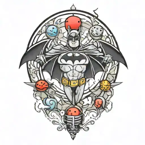 batman symbol with a ladybug flying towards tattoo design idea