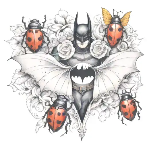 batman logo with lady bug inspired tattoo tattoo design idea