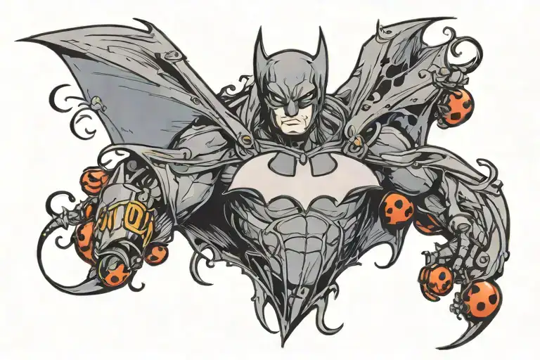 batman logo and a ladybug perched tattoo design idea