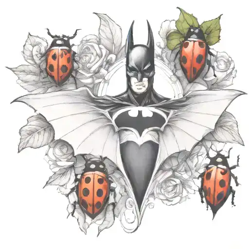 batman logo with lady bug inspired tattoo tattoo design idea