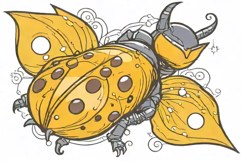 batman logo and a ladybug perched tattoo design idea