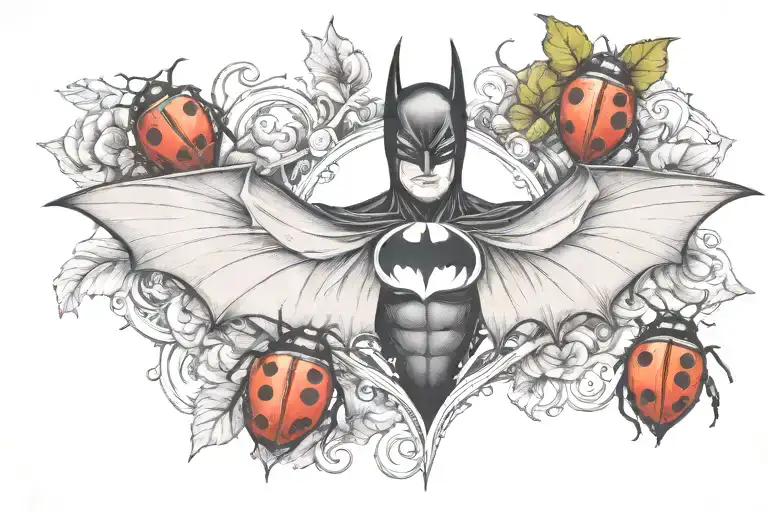 batman logo with lady bug inspired tattoo tattoo design idea