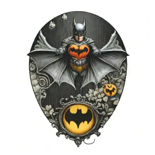 batman symbol and a ladybug perched tattoo design idea