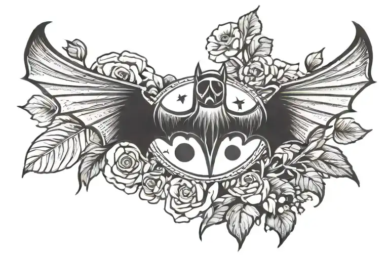 batman symbol with a ladybug perched atop tattoo design idea