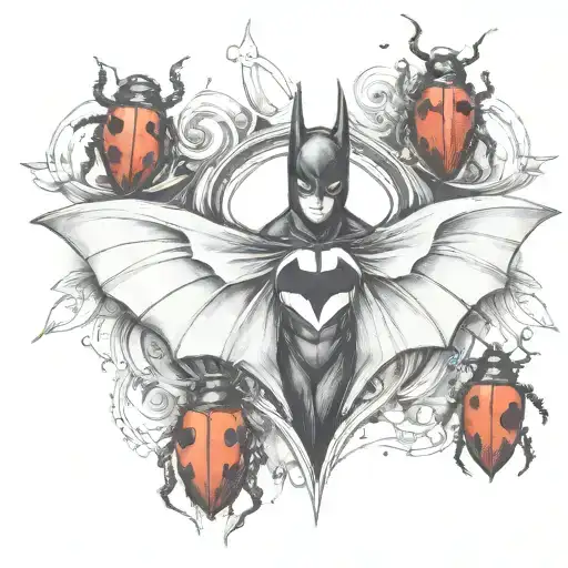 batman logo with lady bug inspired tattoo tattoo design idea