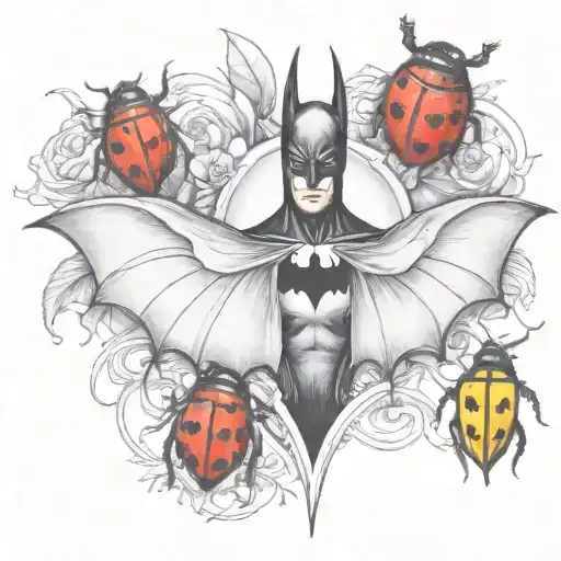 batman logo with lady bug inspired tattoo tattoo design idea