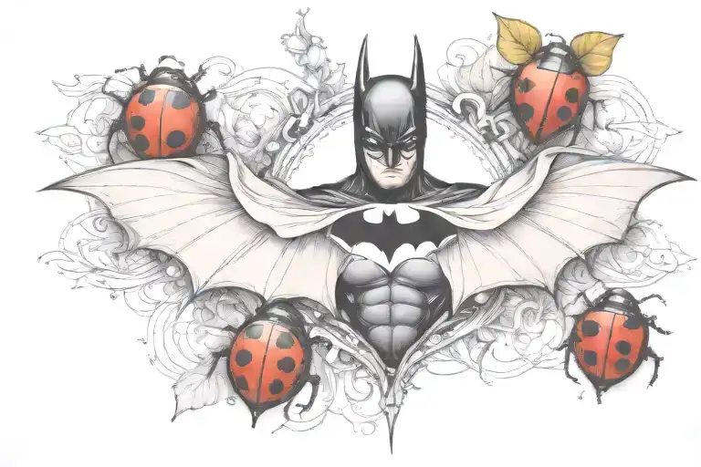 batman logo with lady bug inspired tattoo tattoo design idea