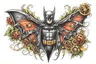 batman symbol with a ladybug perched atop tattoo design idea