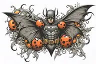 batman symbol with a ladybug perched atop tattoo design idea