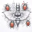 batman logo with lady bug inspired tattoo tattoo design idea