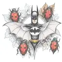 batman logo with lady bug inspired tattoo tattoo design idea
