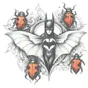 batman logo with lady bug inspired tattoo tattoo design idea