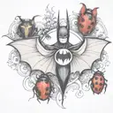 batman logo with lady bug inspired tattoo tattoo design idea