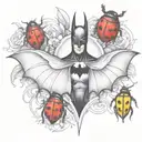 batman logo with lady bug inspired tattoo tattoo design idea