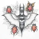 batman logo with lady bug inspired tattoo tattoo design idea