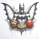batman symbol with one  ladybug perched atop tattoo design idea